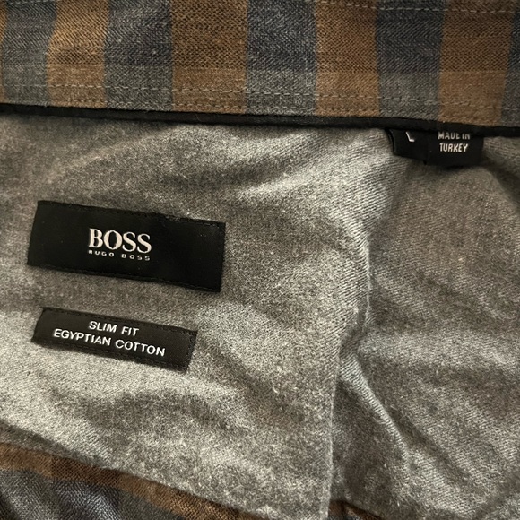 Hugo Boss Slim Fit Egyptian cotton plaid shirt size L - Picture 3 of 4